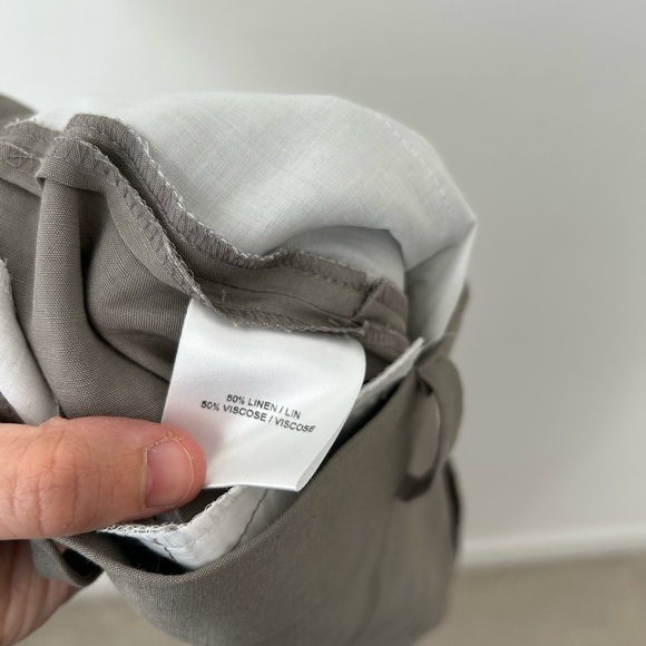 Judith and Charles high waist pleated linen grey trouser pant - Picture 6 of 11